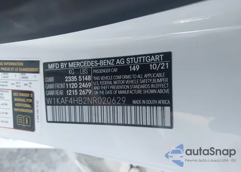 2022 Mercedes-Benz C 300 4Matic from USA, damaged, VIN W1KAF4HB2NR020629